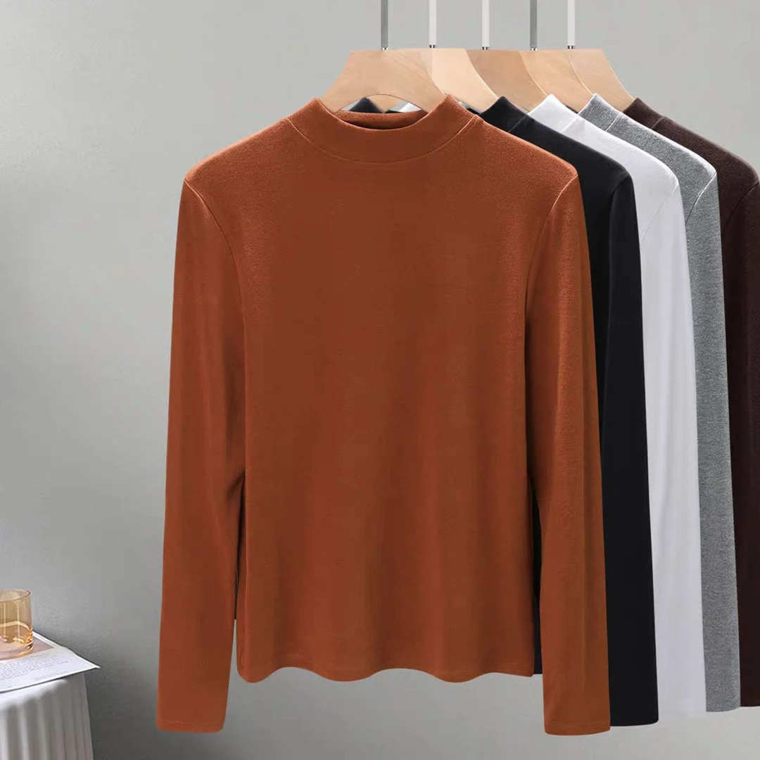 男款秋冬德绒半高领纯色保暖弹力加厚内搭打底衫 A917