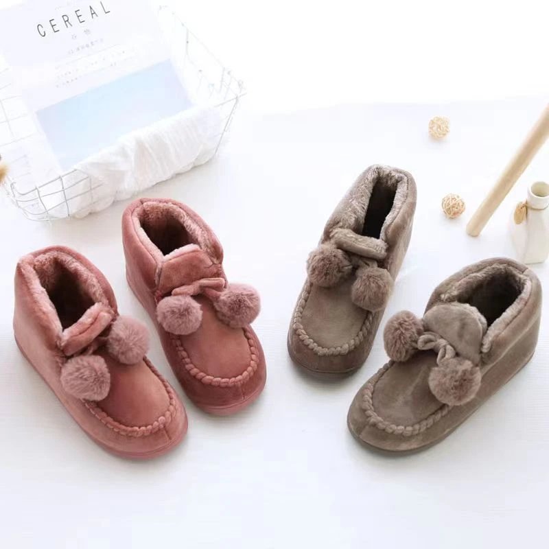 女款棉拖鞋包跟居家室外内毛绒球球棉拖 A1530 直播间实物为准