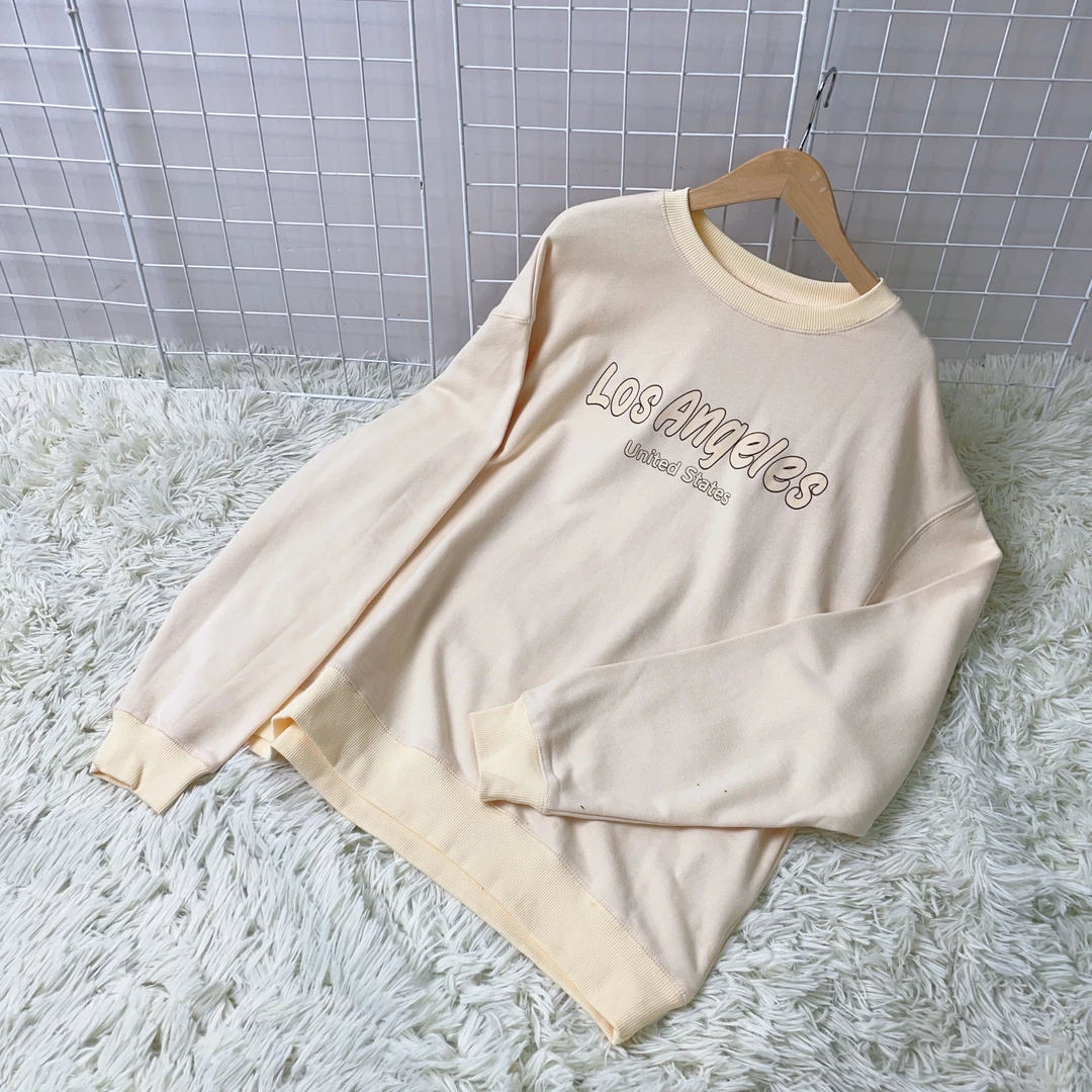 韩版情侣款秋季圆领套头大板字母印花毛圈休闲卫衣 c21005