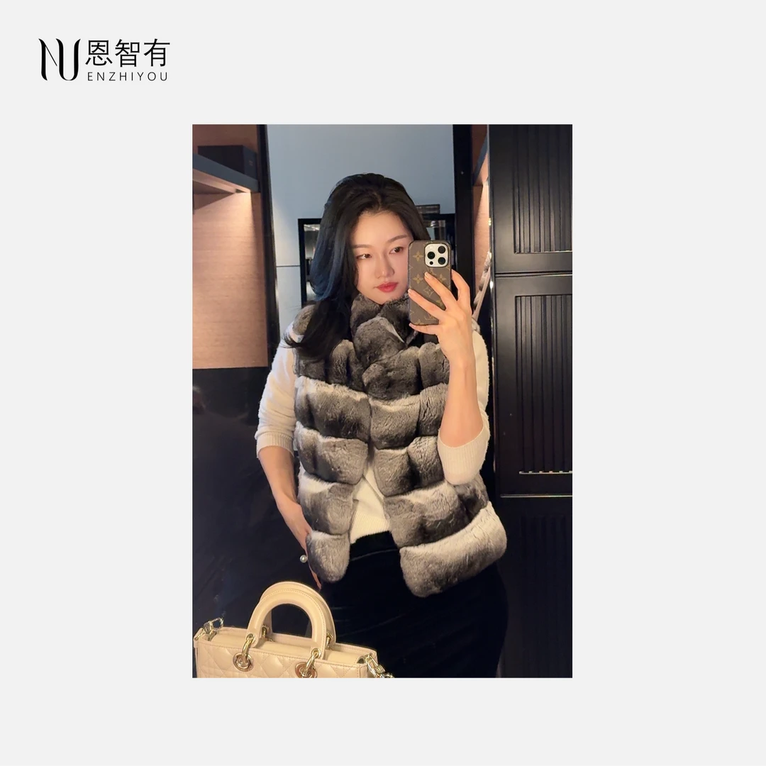 【恩智有皮草】 高级定制3xd黑丝绒 龙猫马甲