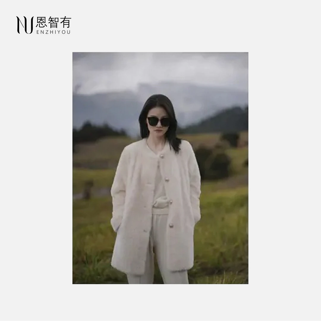 【恩智有皮草】南非洛曼 米白色羊羔毛皮毛一体