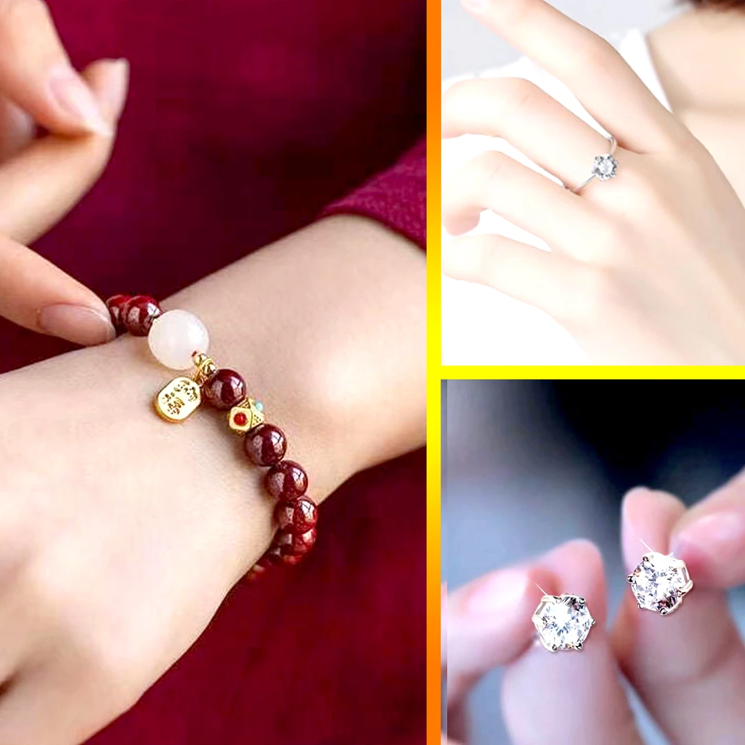 时尚饰品百搭气质耳钉女戒手链拍一发三hy