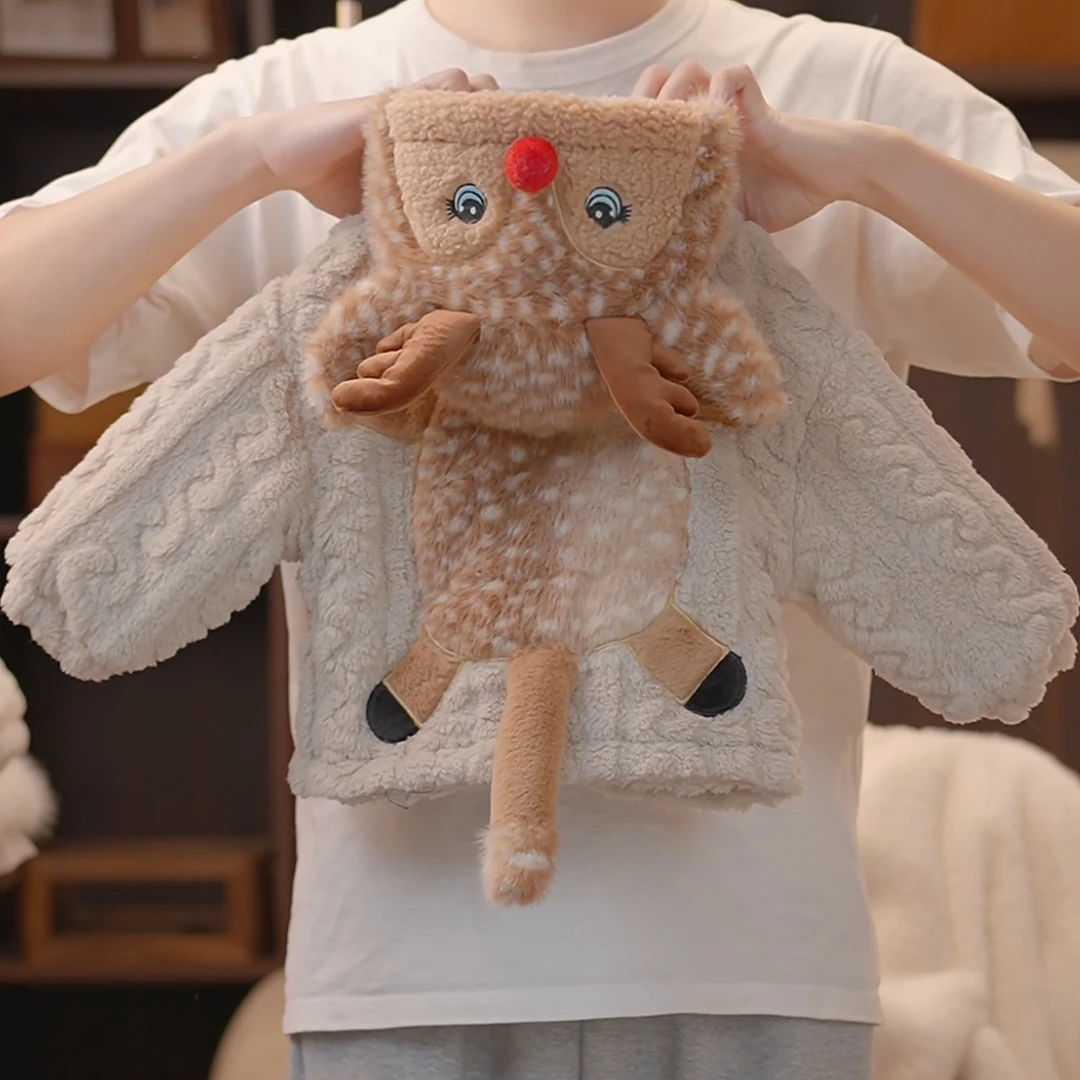 【小鹿】2024冬季新款男女宝同款家居服套装毛绒网红加厚保暖