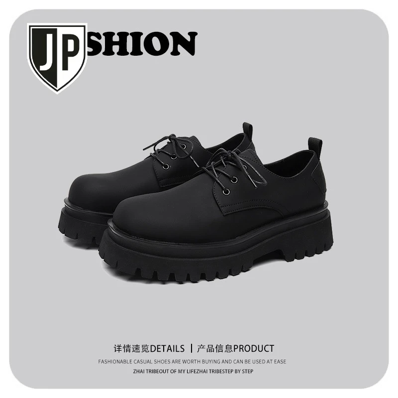 吉普盾欧美复古黑色时尚结婚新郎皮鞋2024夏季新款青年风百搭德比