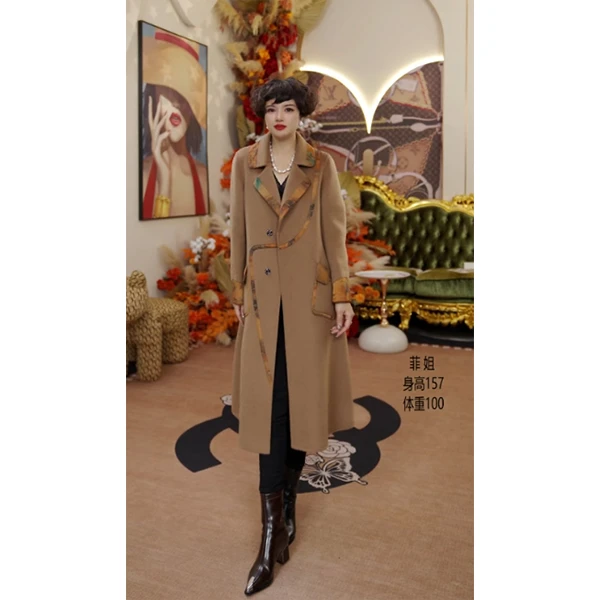 8837《恋恋不舍》时尚气质韩版潮流中长款毛呢外套