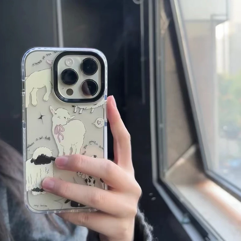 可爱小羊iPhone14/15promax手机壳11透明xr/xsmax防摔12/13软壳8p