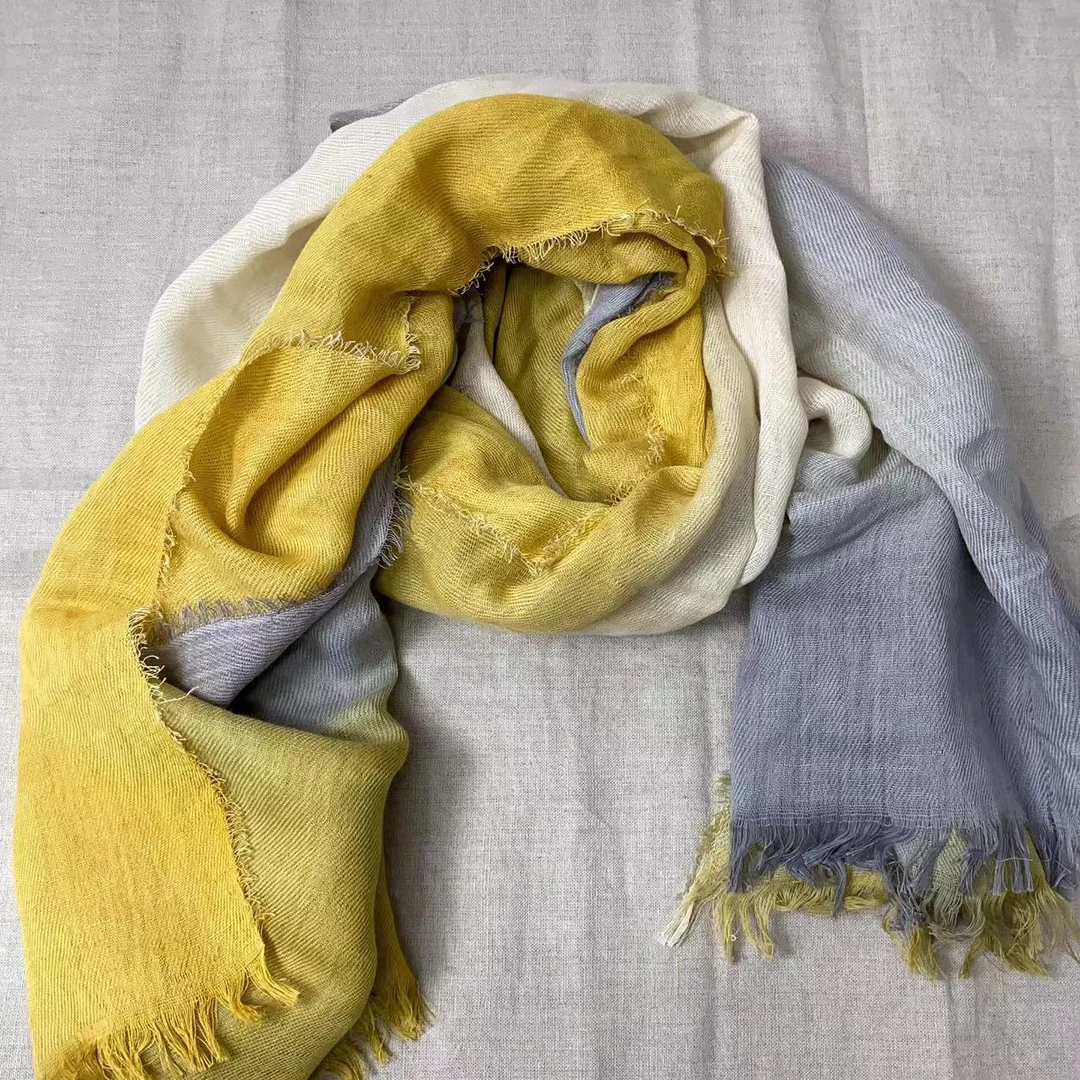 棉麻围巾披肩两用款气质女士晕染百搭春夏款时尚（80*180）