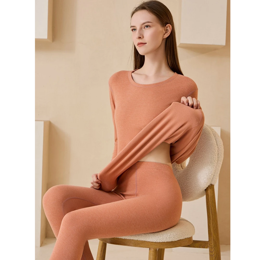 圆领烟酰胺男女情侣保暖套装6605/115