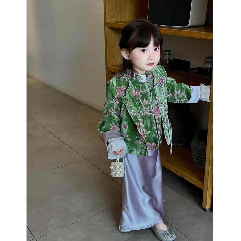 现货壹妈原创童装女童复古中国风套装儿童2025春季新中式古风套装