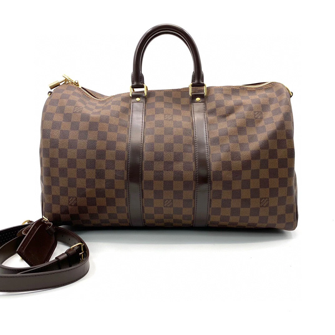 95新 LouisVuitton/路易威登 LV 棕棋盘格Keepall45旅行袋尺45/27