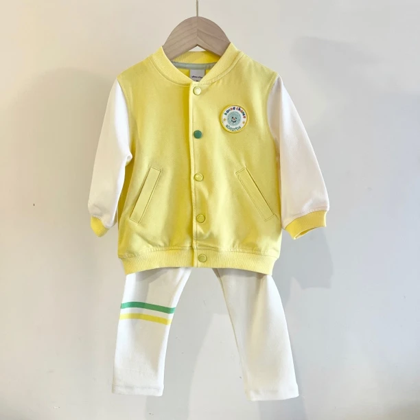 韩单 abs 24春款 黄色 粉色 棒球服套装