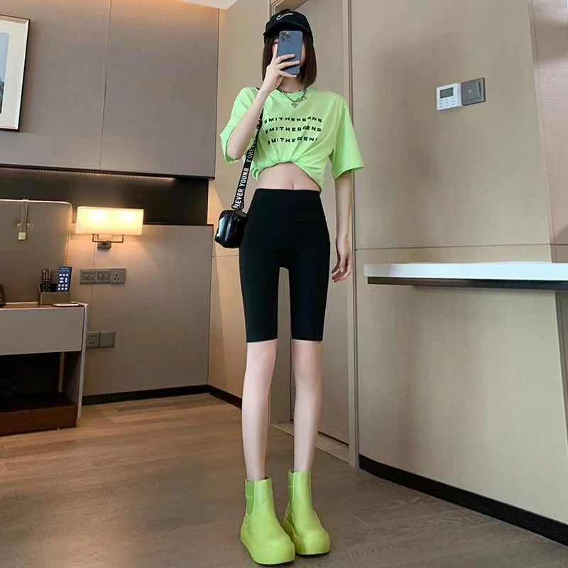 【5分鲨鱼】女士休闲5分鲨鱼打底裤瑜伽夏季薄款高腰打底裤芭比裤
