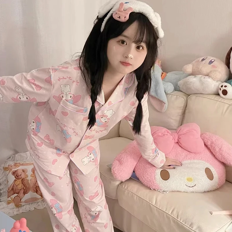 薄款秋冬大码休闲套装居家服ol家居服开衫上衣韩版宿舍双层纱睡衣