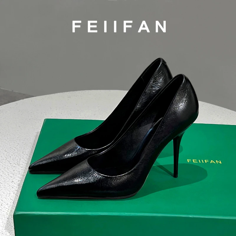 【现货】黑色高跟鞋2024春秋新款细跟高级感气质百搭法式单鞋女7680