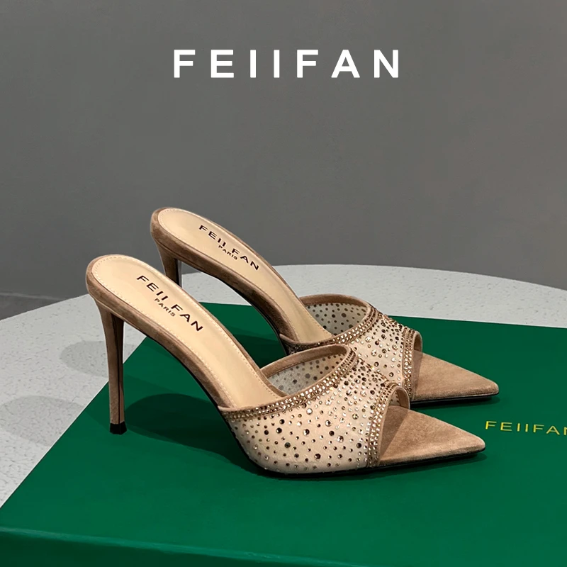 【现货】拖鞋女2024新款夏季外穿细跟高级感绝美气质透明高跟鞋3725