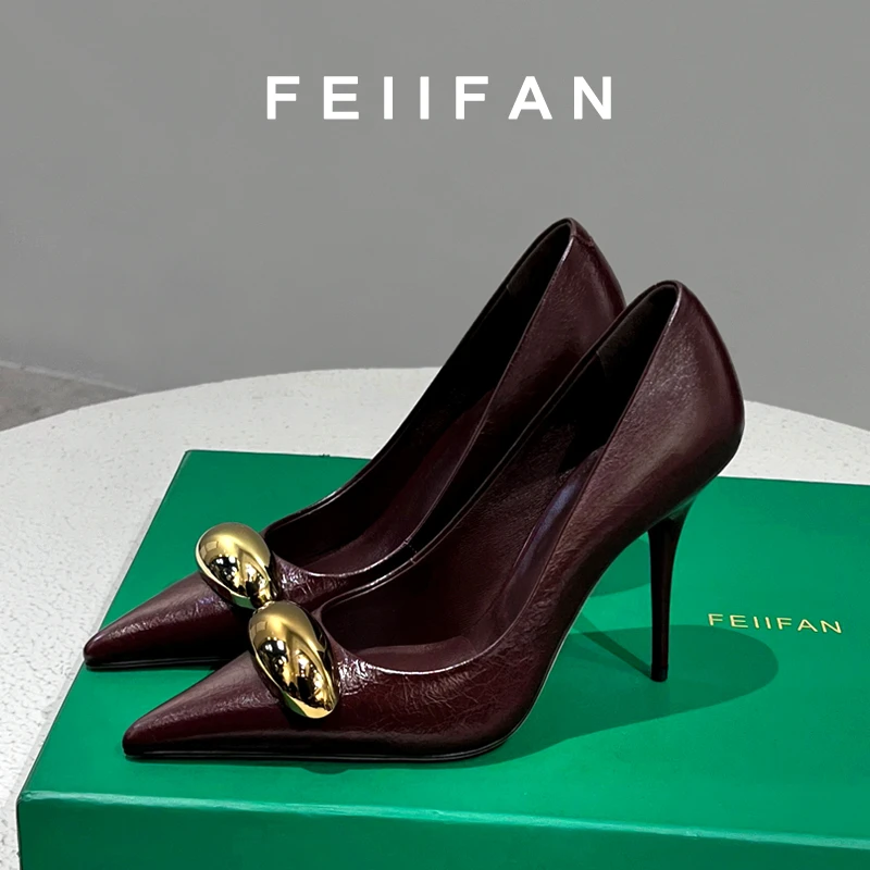 【XH】红色高跟鞋2024春秋新款细跟高级感气质通勤尖头单鞋女7678