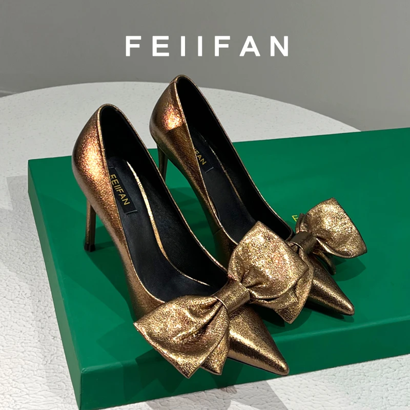 高跟鞋2024春秋新款女鞋细跟小众气质百搭蝴蝶结单鞋女7570