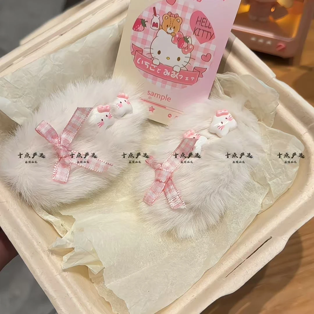 秋冬ins毛绒KT猫发夹毛茸茸星星卡通BB可爱发卡少女甜美发饰刘海