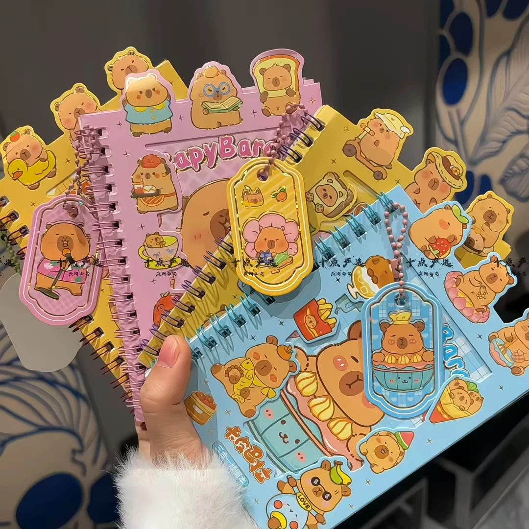 少女心卡通解压手账贴纸本 卡皮巴拉ins便携线圈贴纸本可爱日记本
