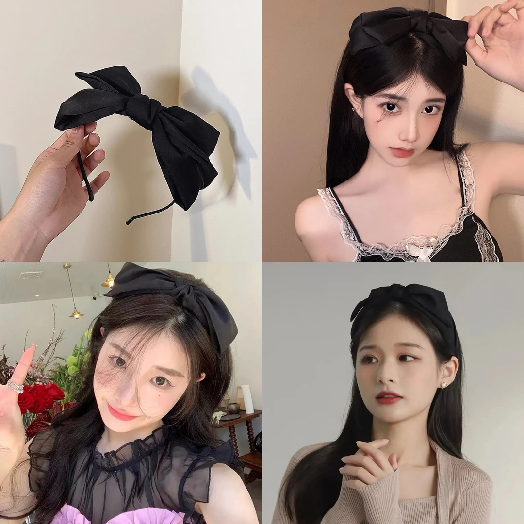 十点严选 夏日甜美缎面大号蝴蝶结发箍超大立体宽边发带简约马尾