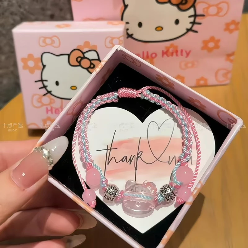 非金属树脂手链 Kitty猫彩绳编织手链2024新款高颜值可爱卡通猫咪