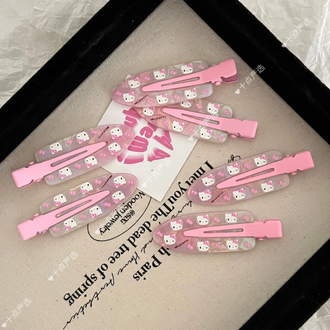 透明款kt猫无痕夹可爱卡通少女心发夹甜妹化妆洗脸夹刘海边夹女