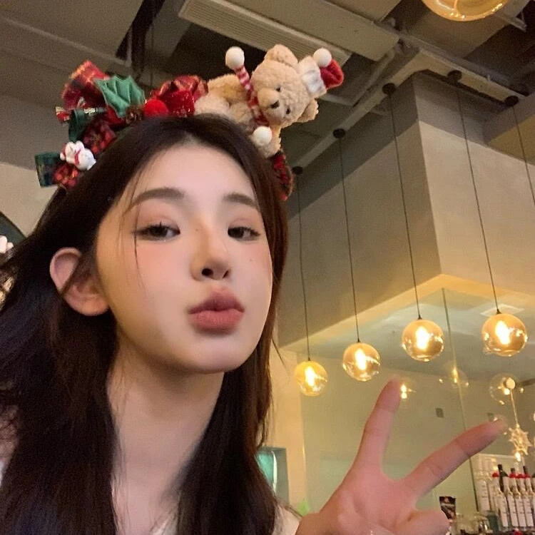 圣诞节发箍发饰可爱小熊发卡头饰少女蝴蝶结头箍节日派对装扮饰品