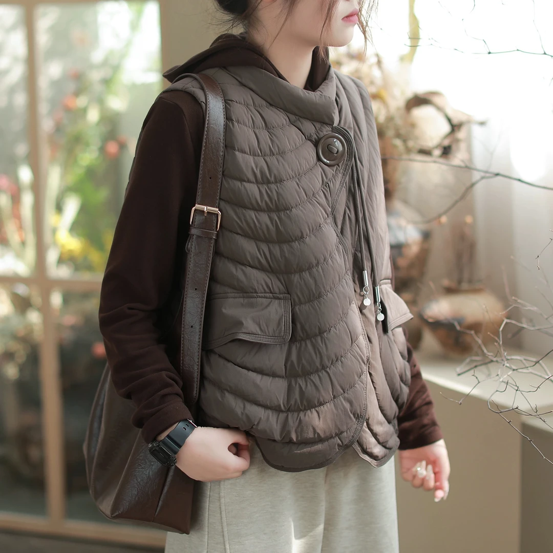 香芋紫马甲女款春秋轻薄短款立领无袖坎肩外套