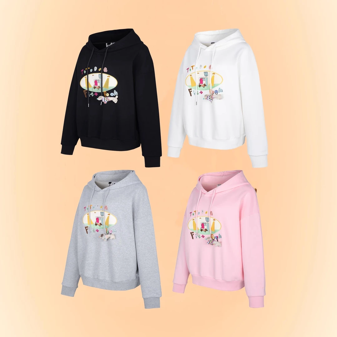 OhTODOG四色小狗立体玩偶卫衣 设计感俏皮休闲宽松圆领套头上衣