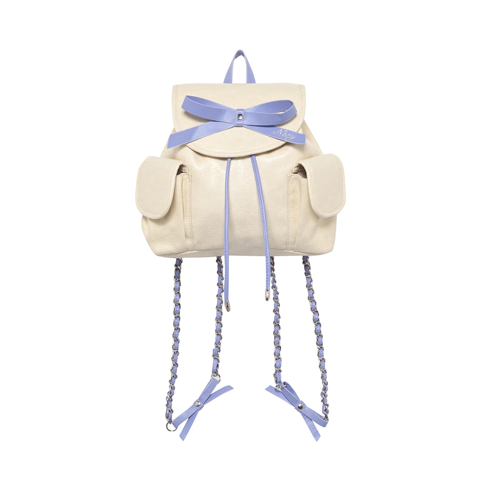 【99】NECY 三色皮质蝴蝶结金属链条大容量双肩包小香风链条包