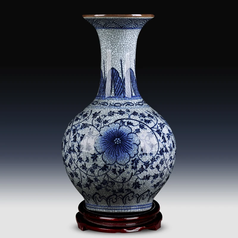 景德镇陶瓷花瓶仿古手绘青花瓷器客厅博古架插花摆件家居饰品轻奢