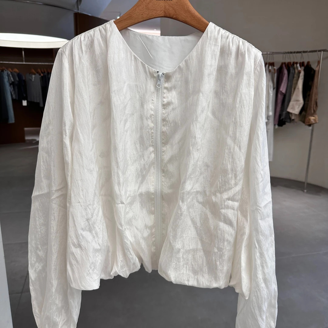 JIUJIU【一朝清梦】短外套两色时尚百搭小众圆领上衣0419-20077