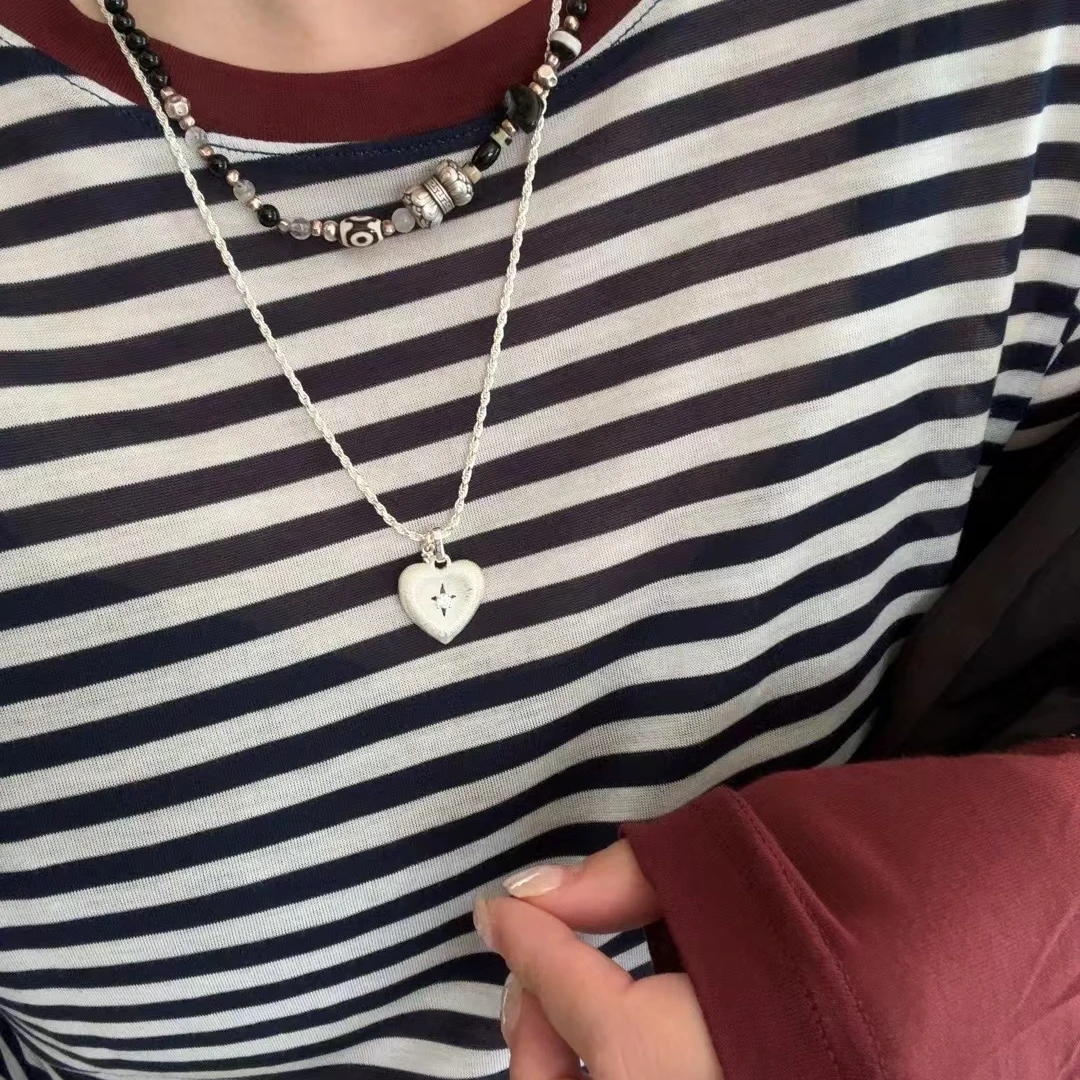 吊坠925银 JIUJIU【一支江南】小众简约百搭心形吊坠0719