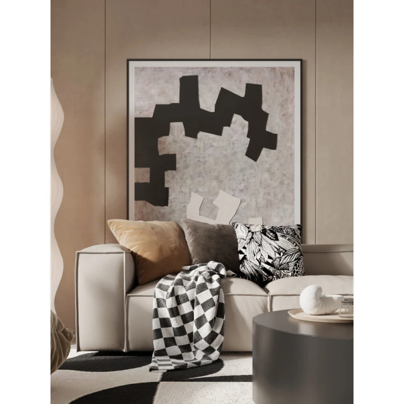 侘寂风抽象色块客厅沙发背景墙装饰画现代简约大幅玄关挂画高级感