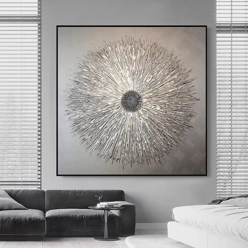 轻奢大气抽象现代简约装饰画客厅玄关挂画银高档样板房餐厅墙壁画