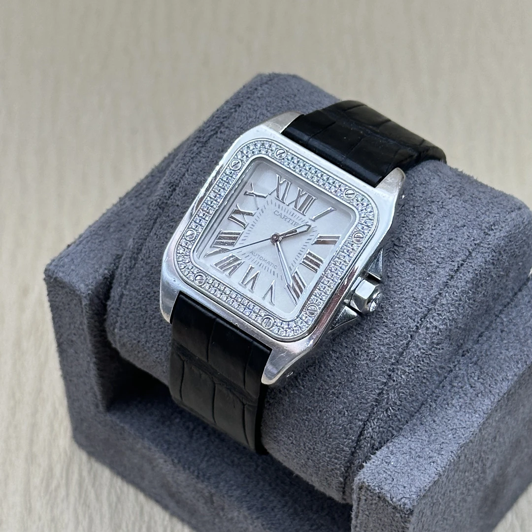 95新 Cartier/卡地亚 山度士原钻   单表
