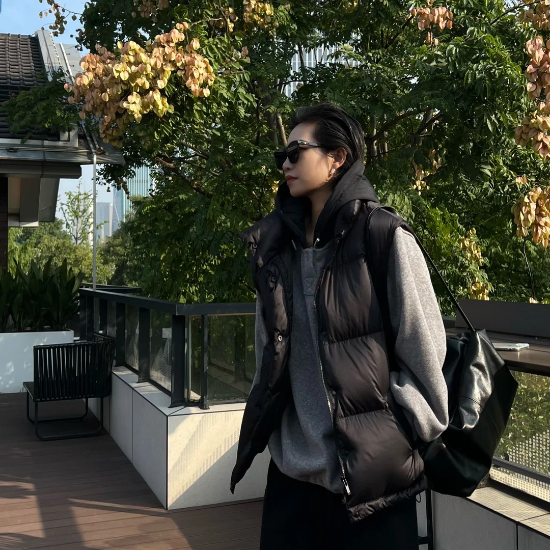 YUXI▪立领韩版羽绒马甲2024秋冬新款欧货时尚阔版叠穿