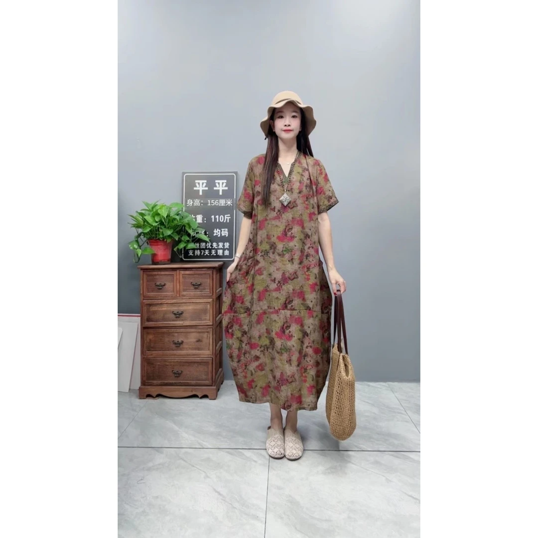 3583夏季新款显瘦气质时尚洋气复古小清新法式碎花文艺女装连衣裙