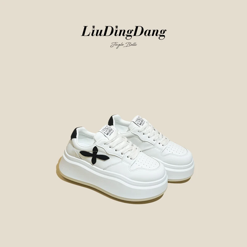 【刘叮咚女鞋】十字花小白鞋子女款2024新款时尚休闲小白鞋休闲运动
