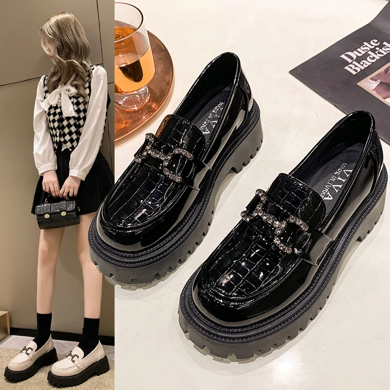 厚底乐福鞋女2024新款百搭春季单鞋黑色英伦风小皮鞋Z6188