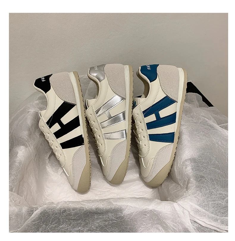 印妍德训鞋女2024新款秋季小白鞋休闲运动德训鞋厚底时尚鞋P7083