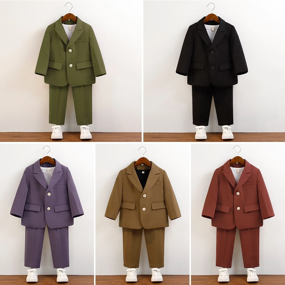 儿童小西装春秋花童礼服套装小男孩英伦表演宝宝周岁生日宴会西服
