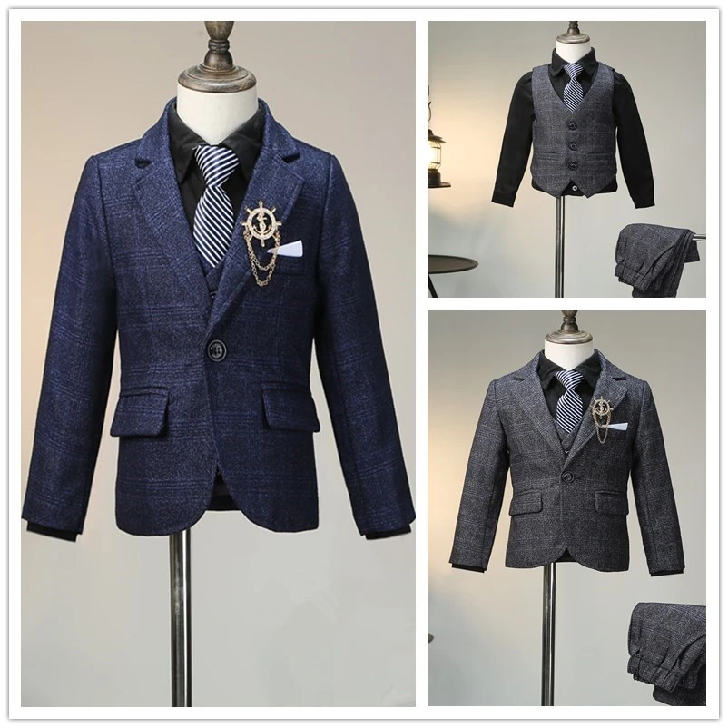 儿童西装花童婚礼服男童小西服小男孩主持钢琴演出服英伦宝宝周岁