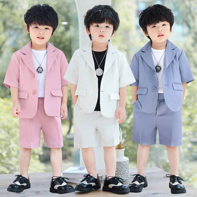 男童西装套装夏季帅气宝宝婚礼花童生日礼服儿童休闲西服韩版潮酷