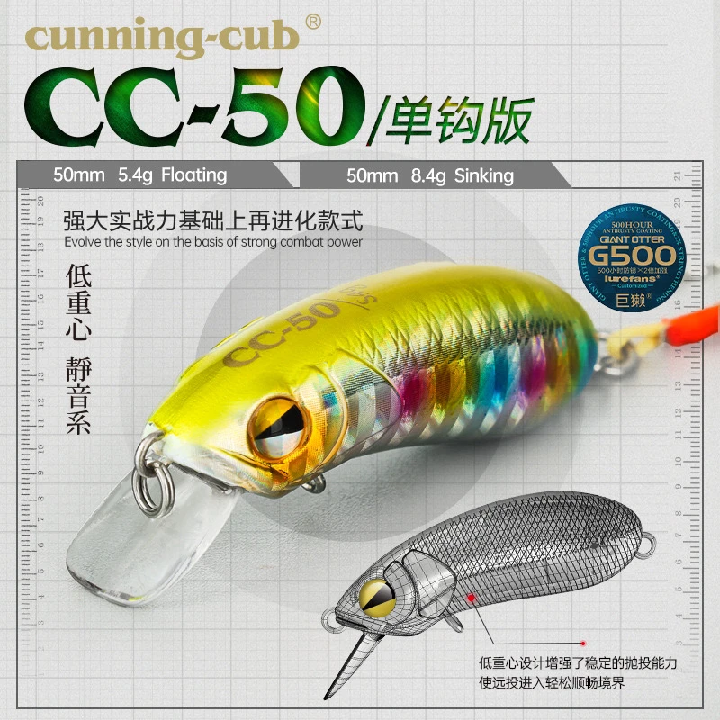 大河奔流路亚发烧友罗非鳜鱼军鱼摇滚小胖子路亚饵硬饵CC50单钩版