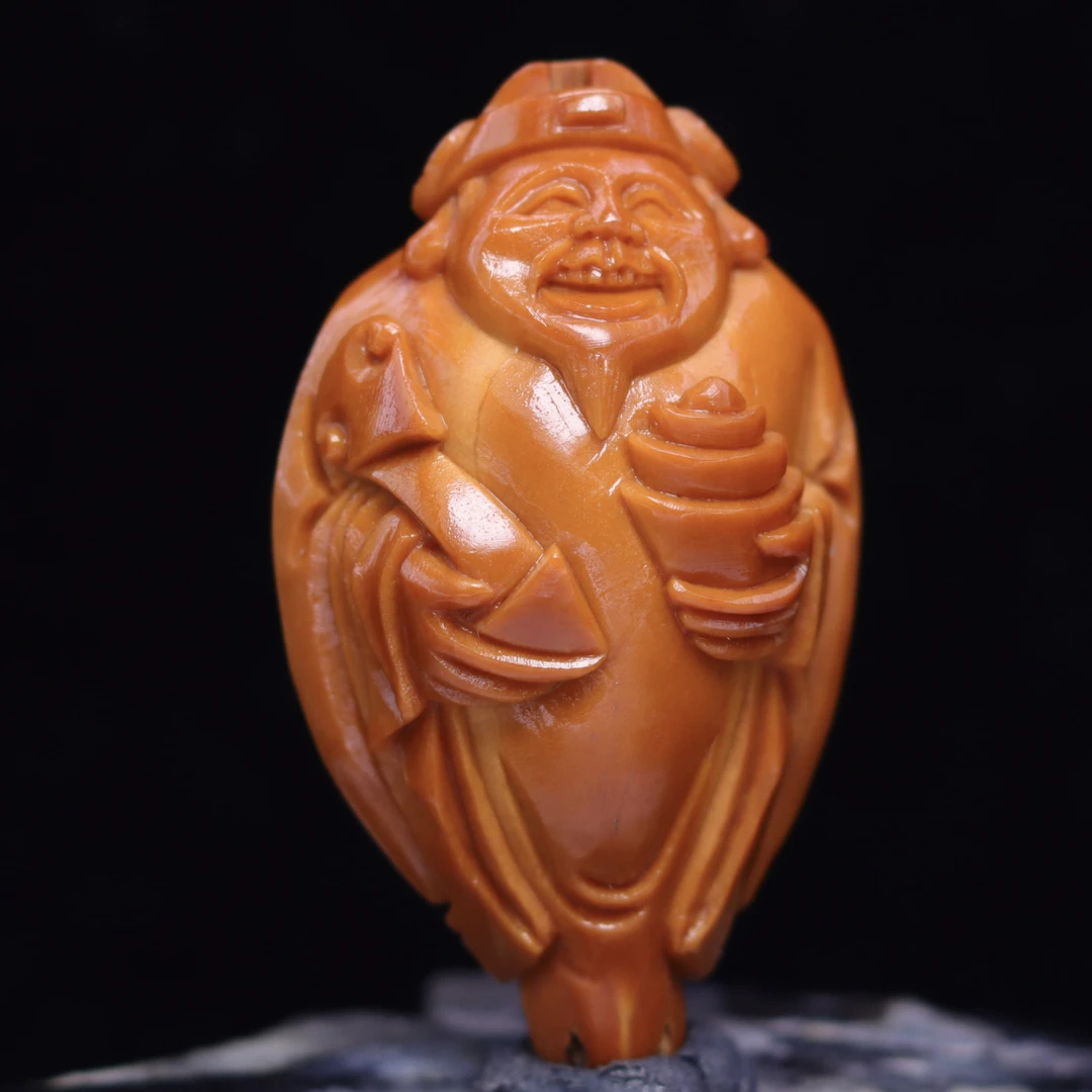 【老财神】2.2*3.9四花苏工精品橄榄核雕刻单籽吊坠挂件三款可选