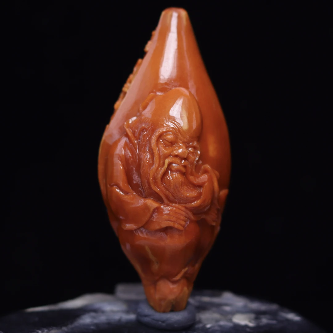 【寿星】2.2*5.0橄榄核雕刻精品文玩手把件单籽挂件吊坠摆件工艺品