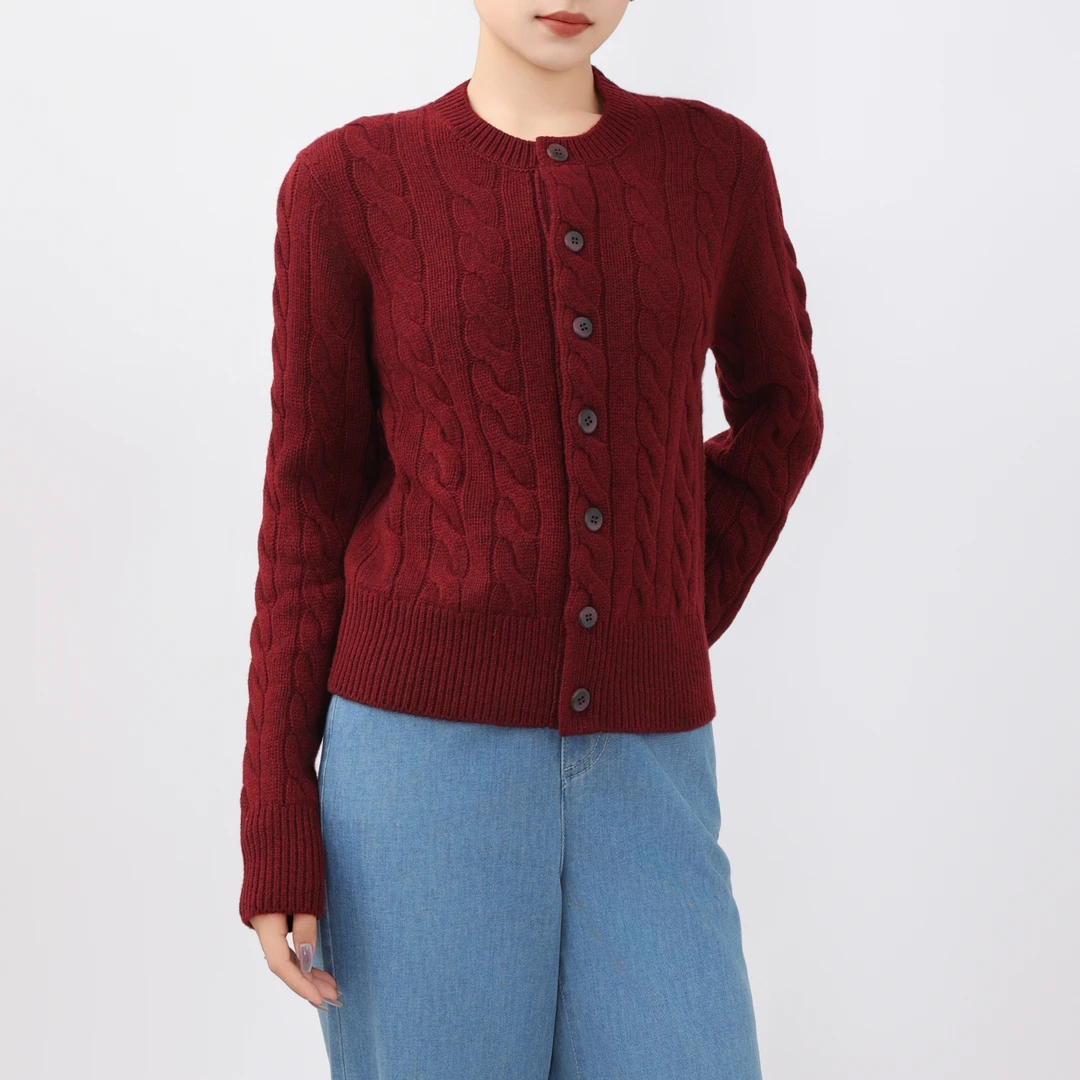 GIRDEAR/哥弟秋冬绵羊毛长袖外套新款慵懒百搭圆领针织衫1499248