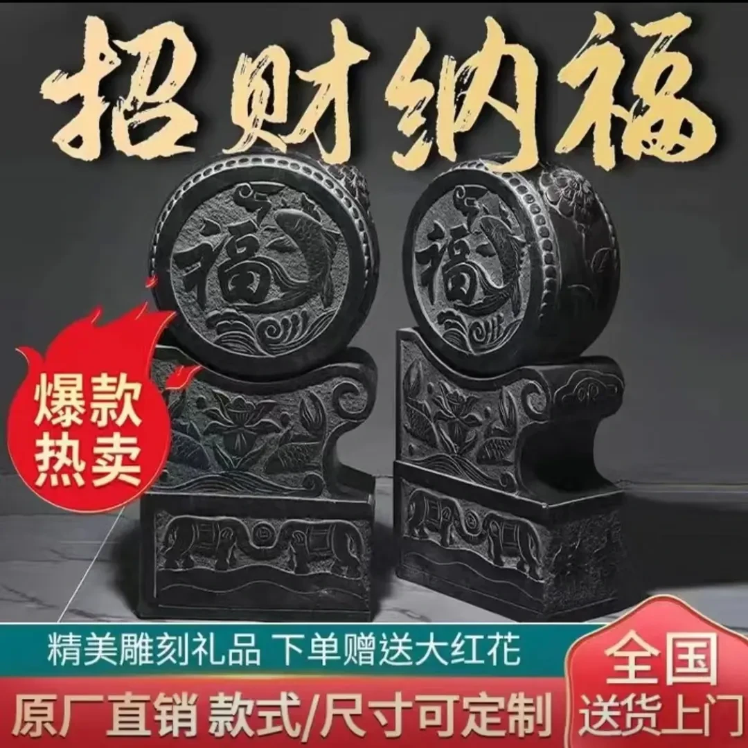 仿古石雕刻天然青石门墩一对  包邮不管卸车  石狮子抱鼓石大门口