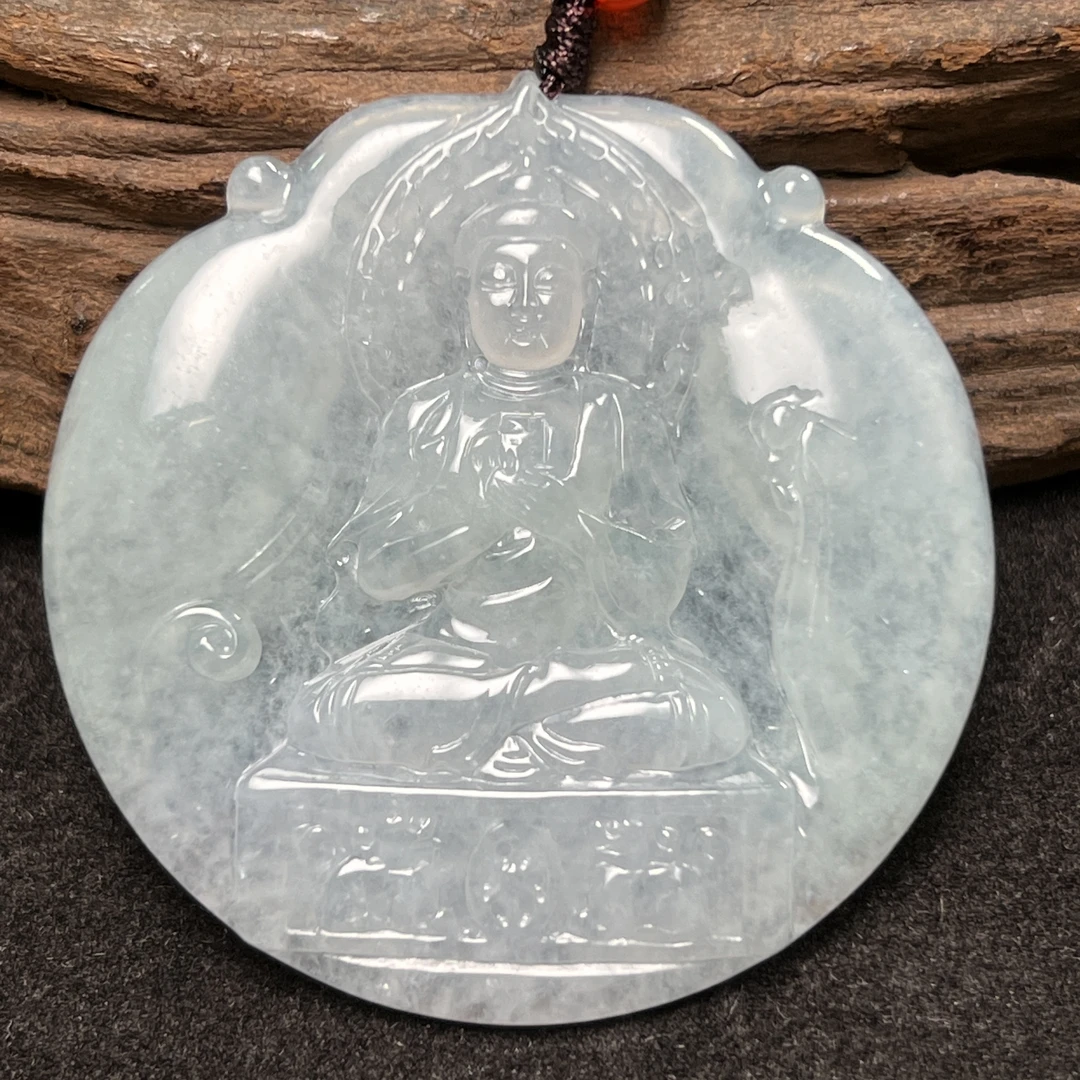 (生肖羊/猴)天然翡翠大日如来挂件(小)（YW5895）守护神
